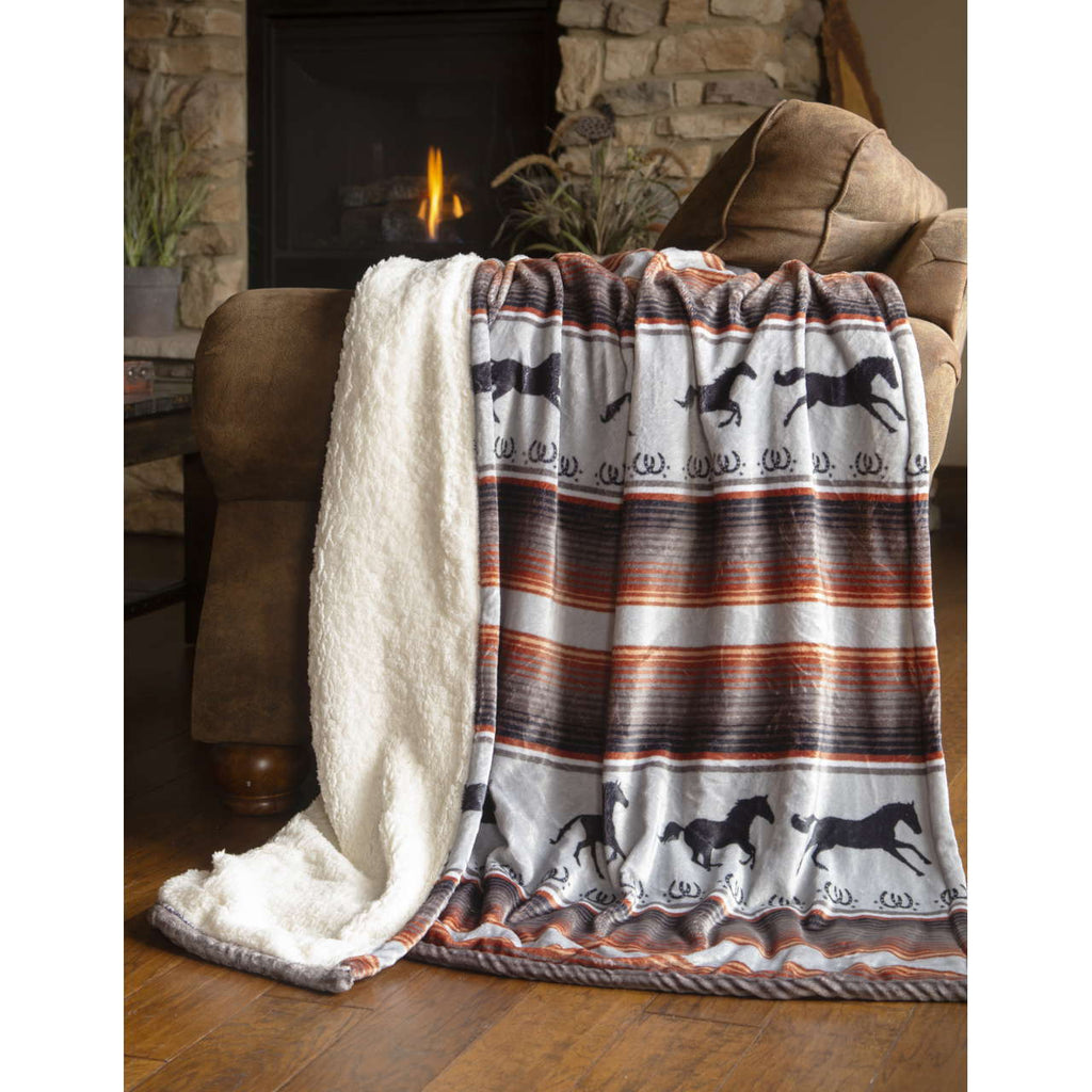 Running on the Range Plush Sherpa Throw - Olde Glory