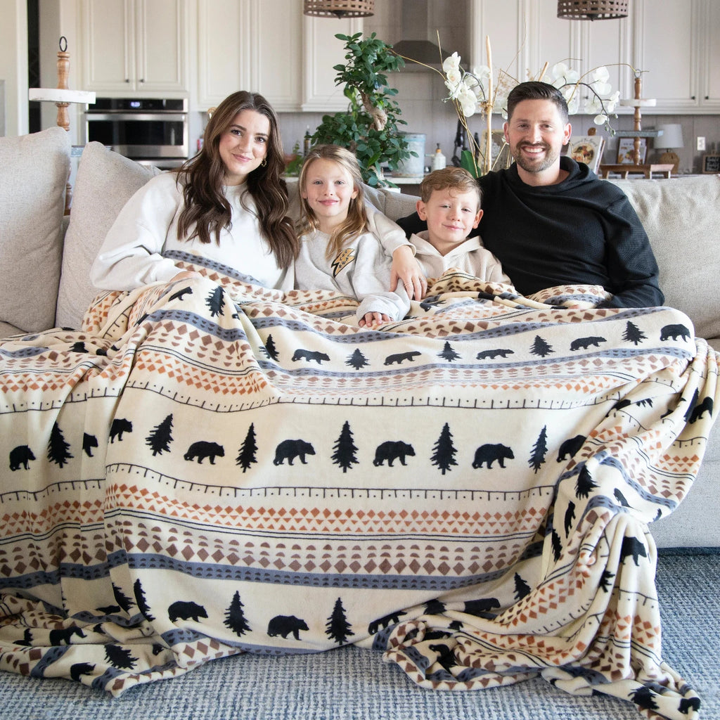 Scandinavian Bear King Sized Plush Blanket