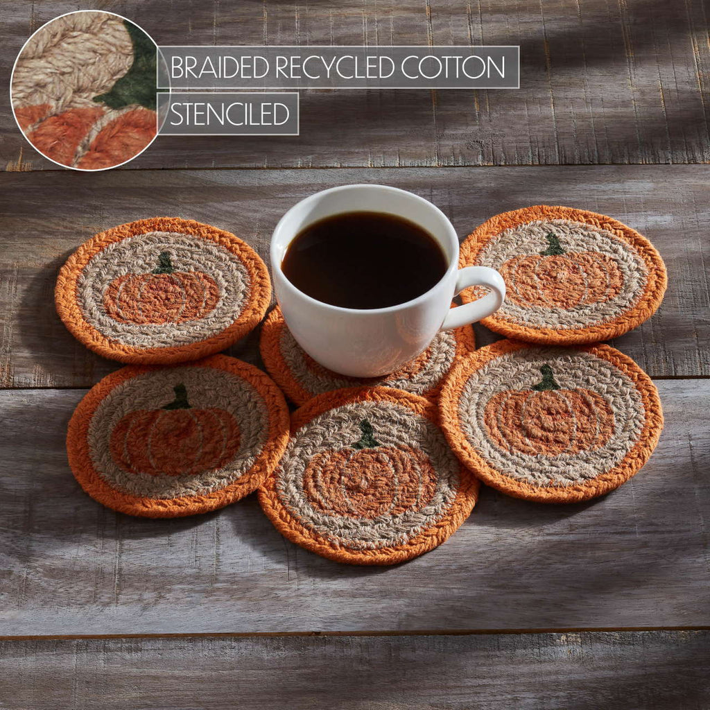 Set of 6 Harvest Blessings Natural Pumpkin Coasters - Olde Glory