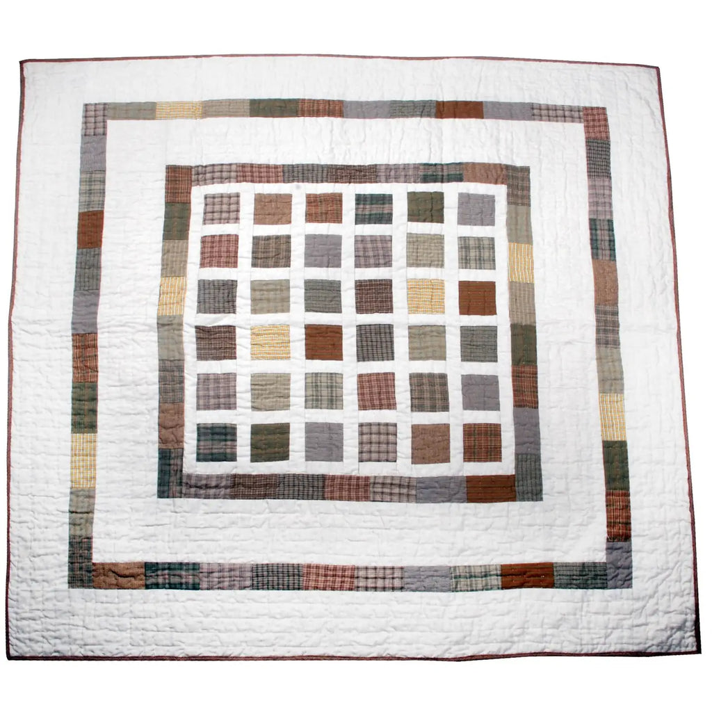 Simple Block Patchwork Throw Quilt
