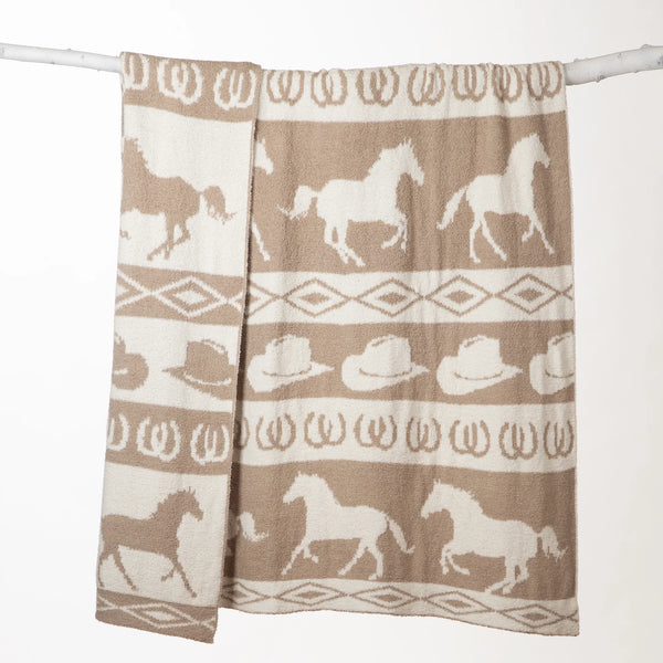 Tan Rodeo Stretchy Throw Blanket