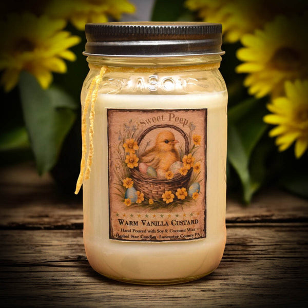 Vanilla Custard Cake Peep Soy Mason Jar Candle