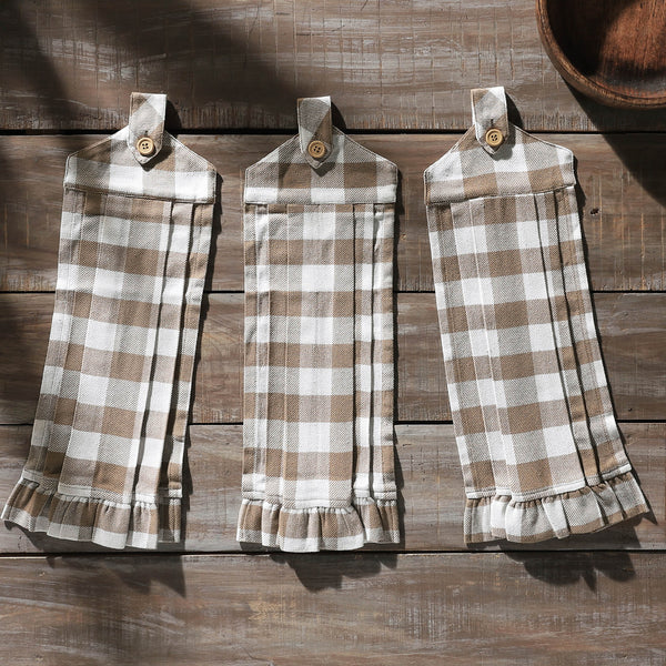Annie Buffalo Check Portabella Button Loop Towel