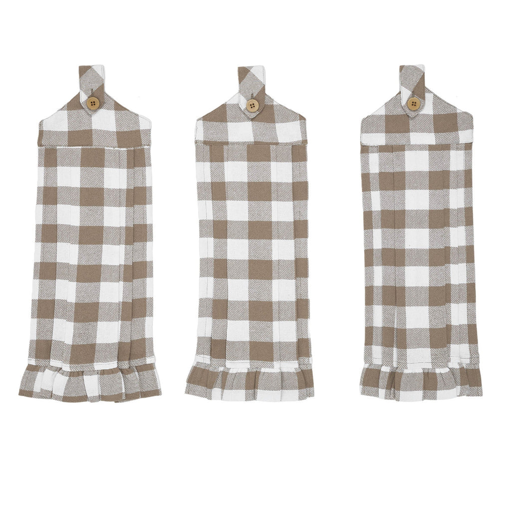 Annie Buffalo Check Portabella Button Loop Towel