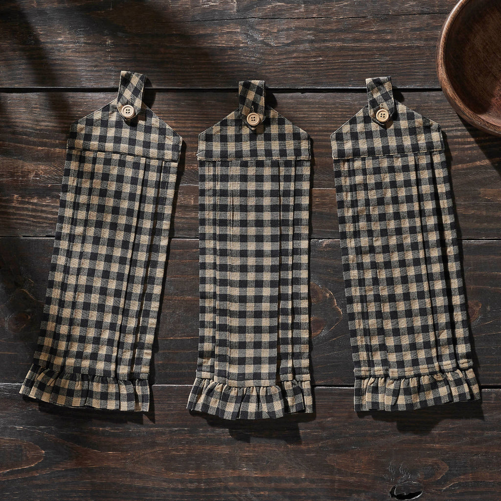 Primitive Black Check Button Loop Towel