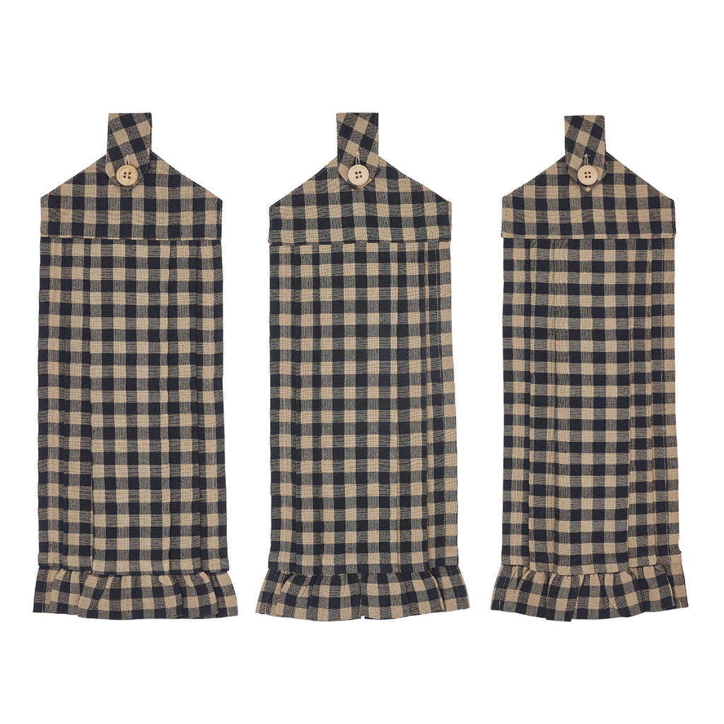 Primitive Black Check Button Loop Towel
