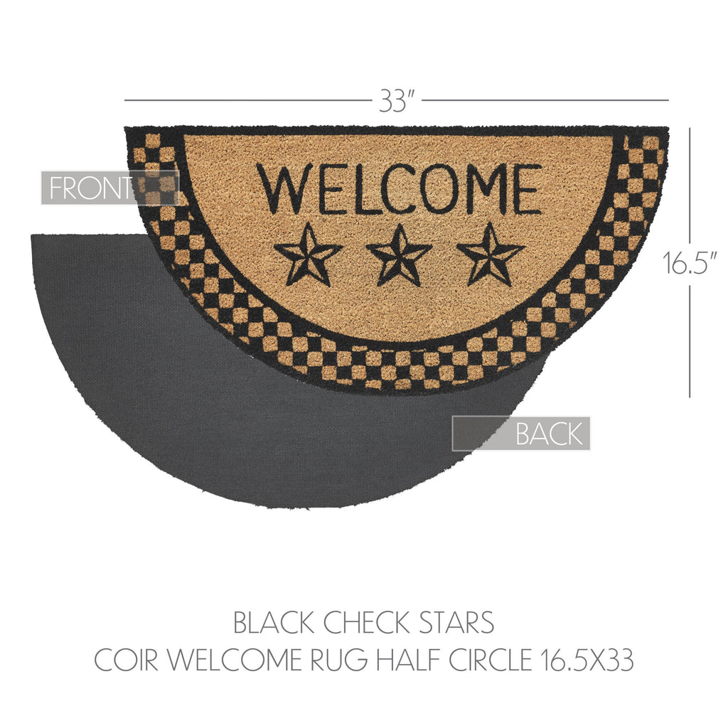 Black Check Stars Welcome Half Circle Doormat