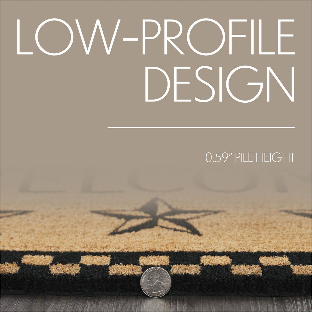 Black Check Stars Welcome Half Circle Doormat