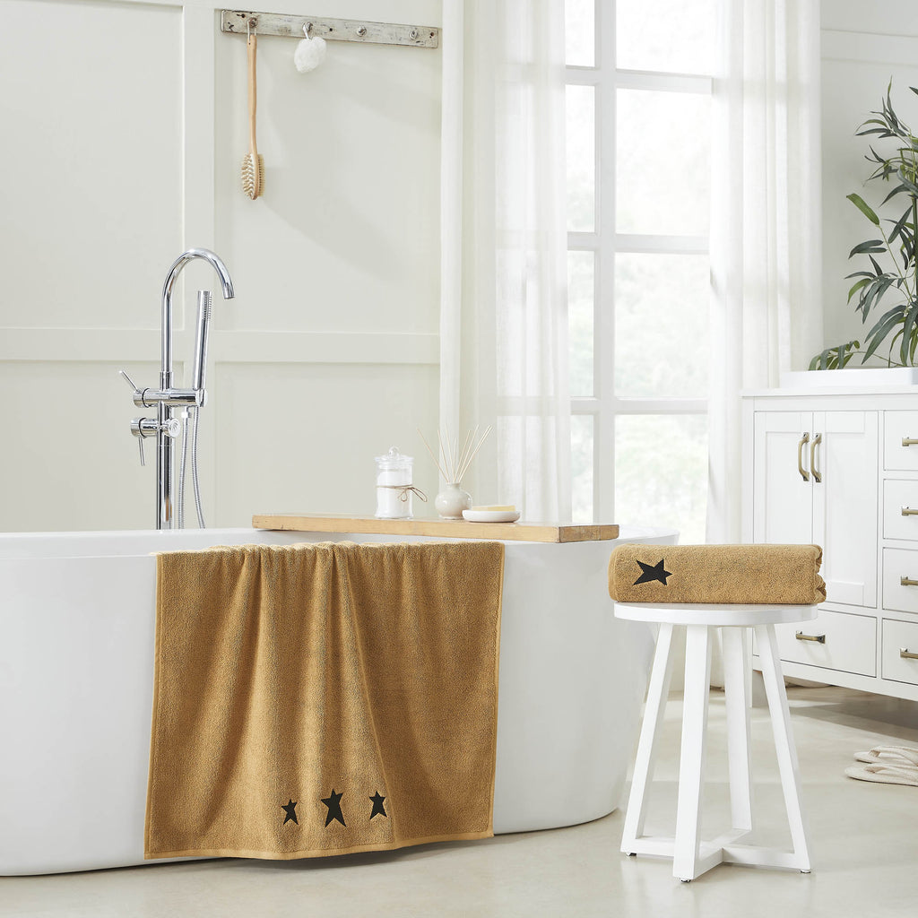 Black Primitive Stars Bath Towel