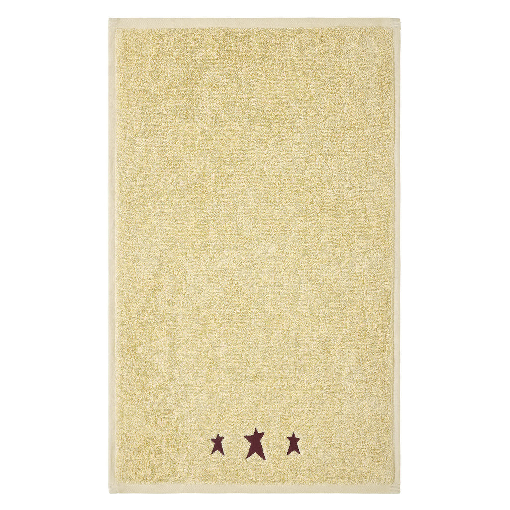 Cream Hand Towel with Burgundy Primitive Stars