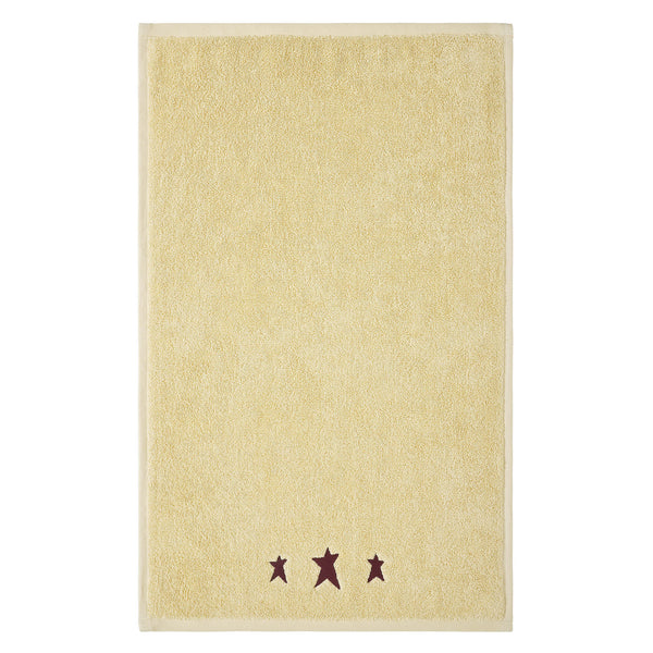 Cream Hand Towel with Burgundy Primitive Stars