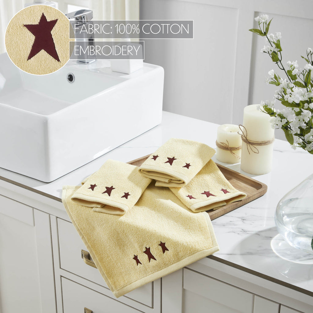 Cream Face Cloth with Burgundy Primitive Stars
