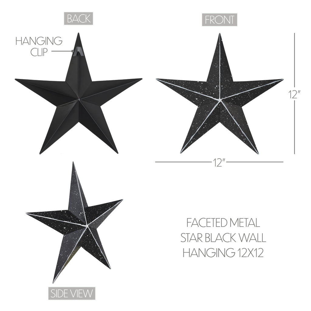 Black Speckled Faceted 12" Barn Star