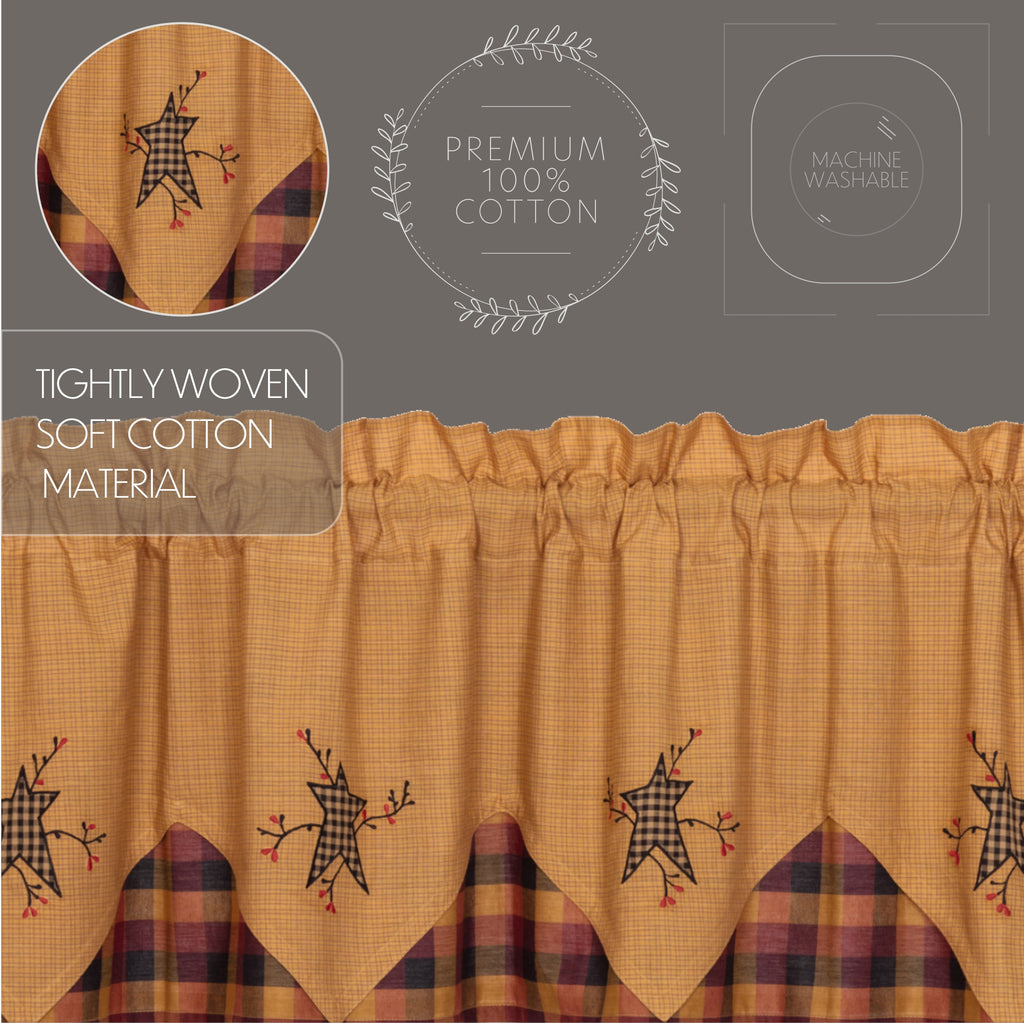 Heritage Farms Star and Pip Layered Window Valance