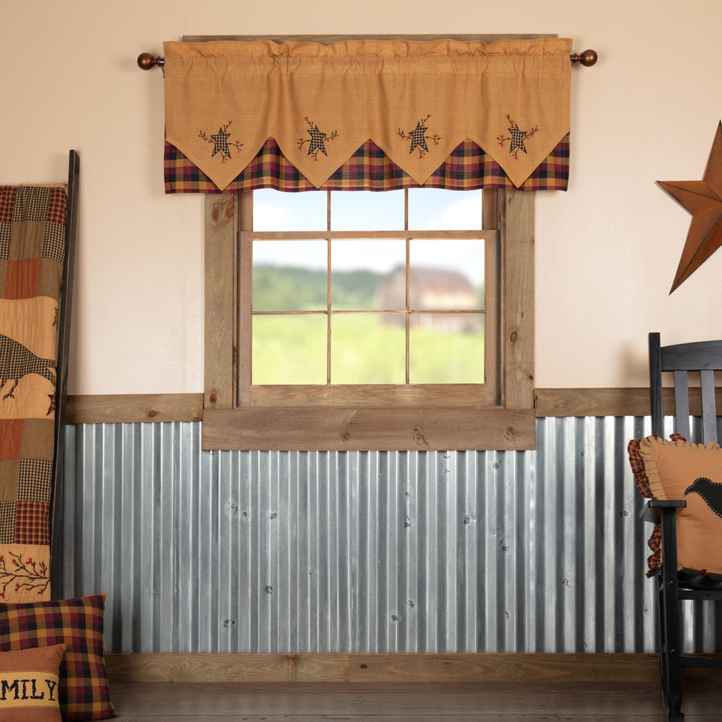 Heritage Farms Star and Pip Layered Window Valance