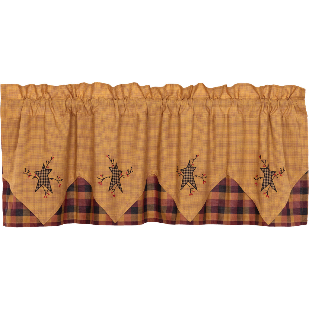 Heritage Farms Star and Pip Layered Window Valance