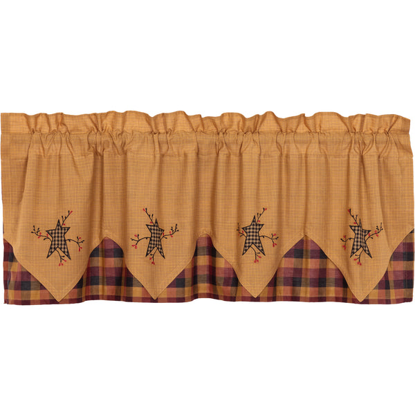 Heritage Farms Star and Pip Layered Window Valance
