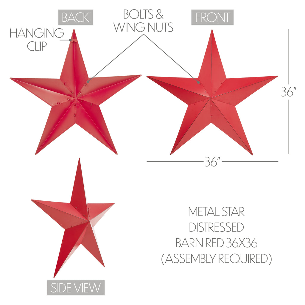 XL Red 36" Metal Barn Star