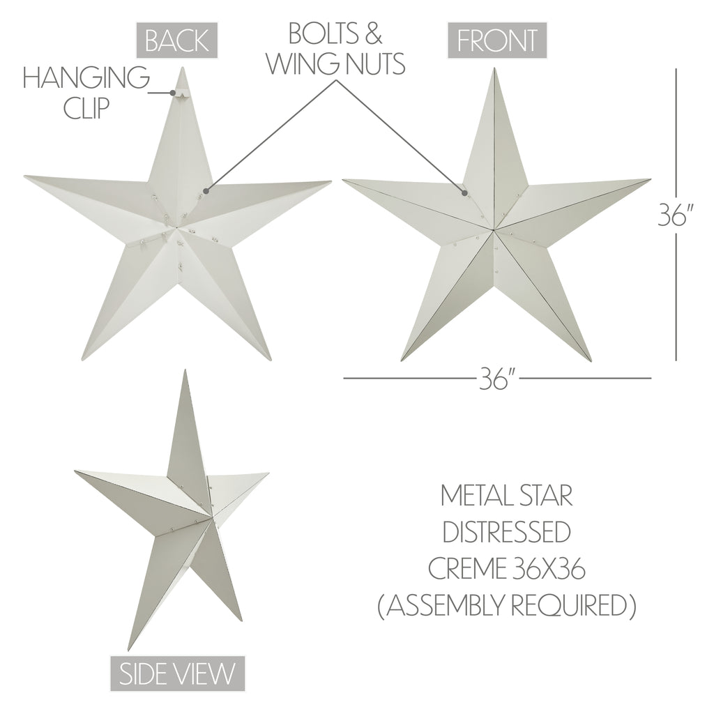 XL Cream 36" Metal Barn Star