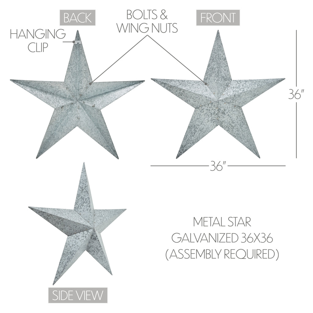 XL Galvanised Metal 36" Barn Star