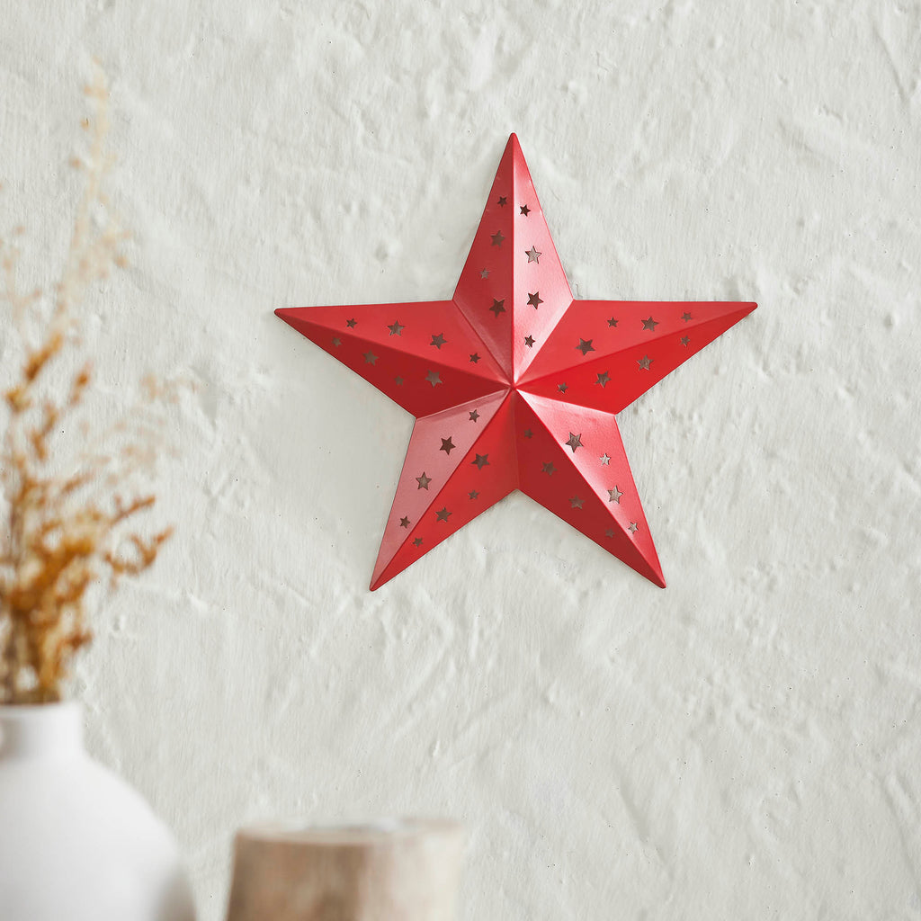 Red 12" Punched Metal Barn Star