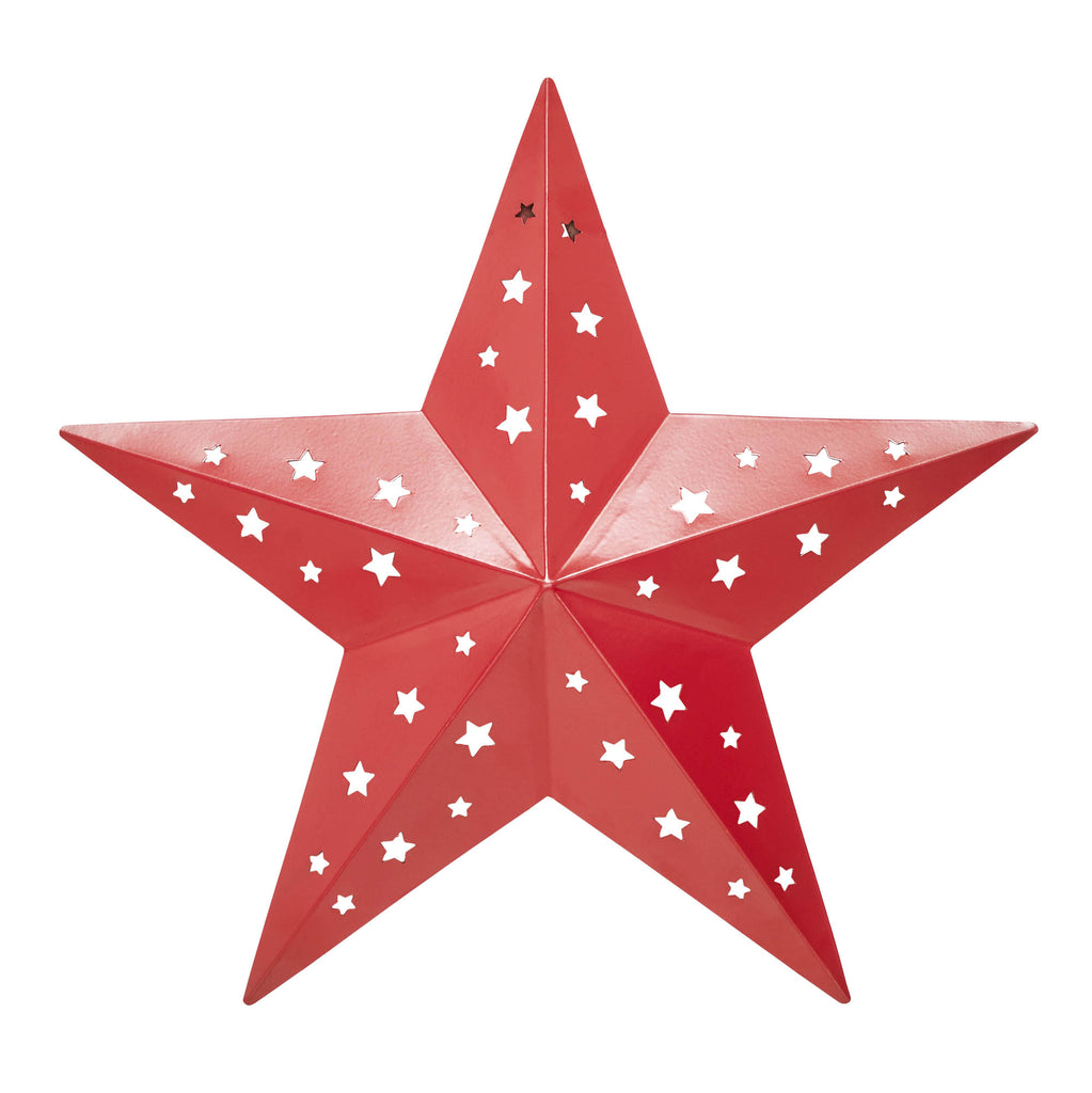 Red 12" Punched Metal Barn Star