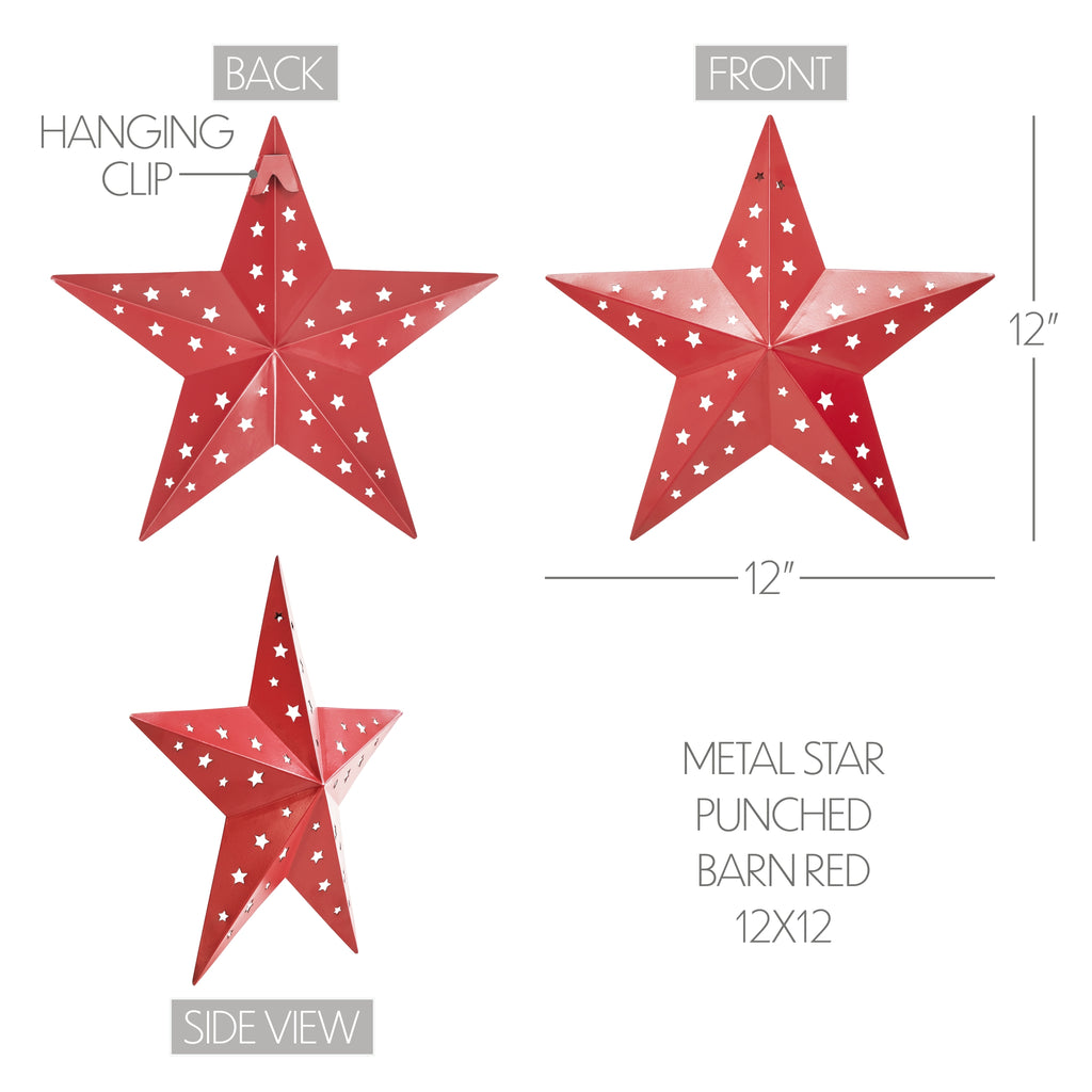 Red 12" Punched Metal Barn Star