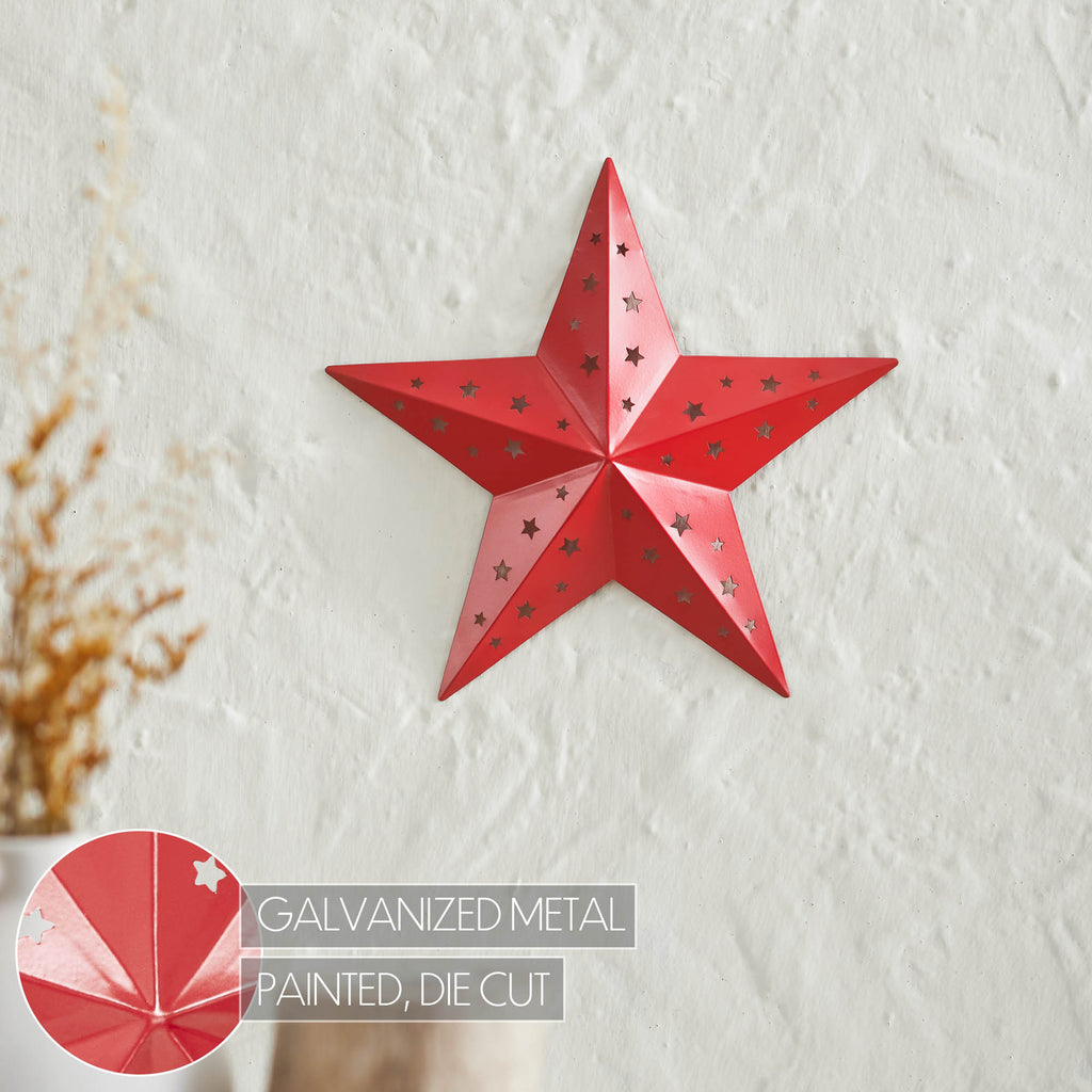Red 12" Punched Metal Barn Star