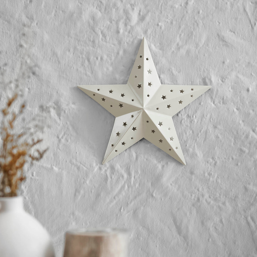 Cream 12" Punched Metal Barn Star
