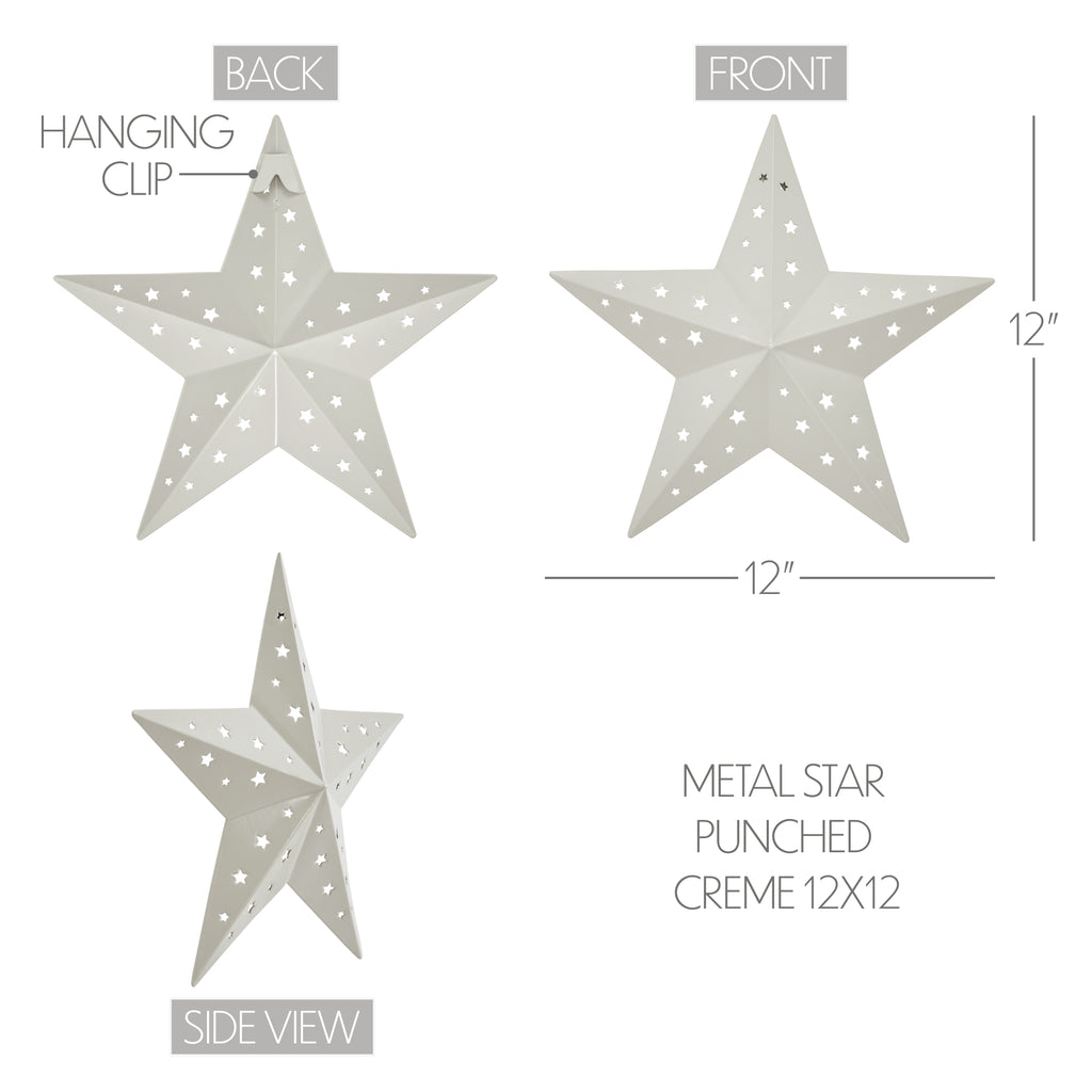 Cream 12" Punched Metal Barn Star