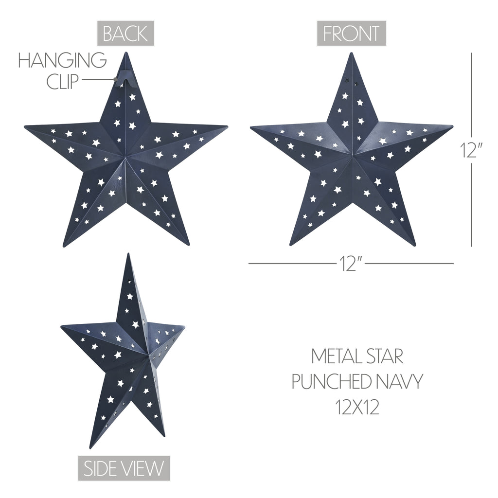 Navy 12" Punched Metal Barn Star