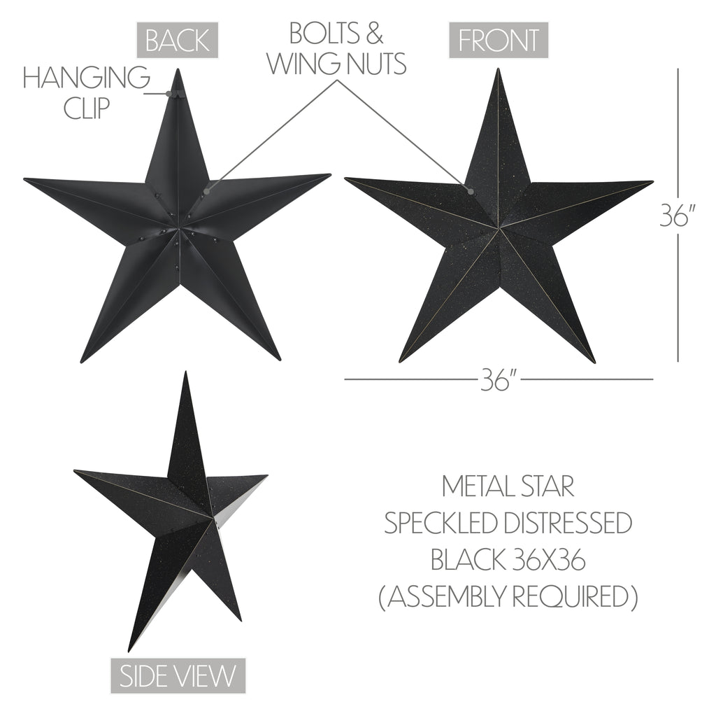 XL Black Speckled 36" Metal Barn Star