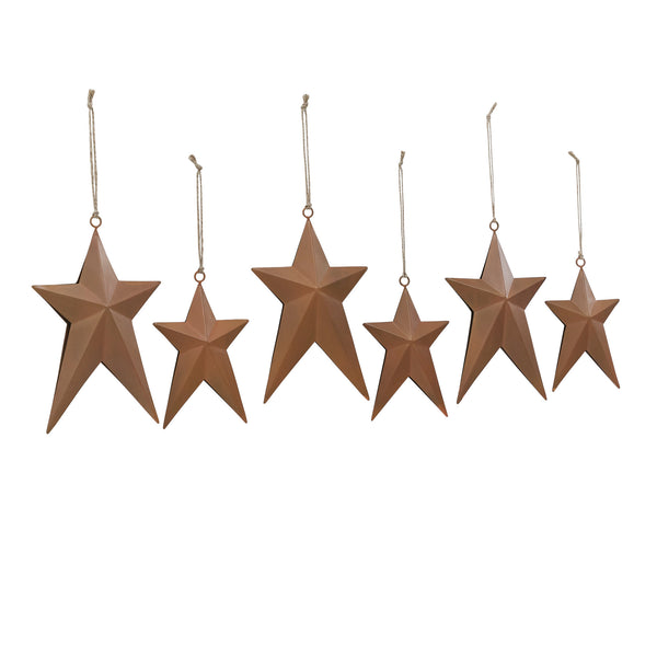Set of 2 Rusty Metal Star Decorations