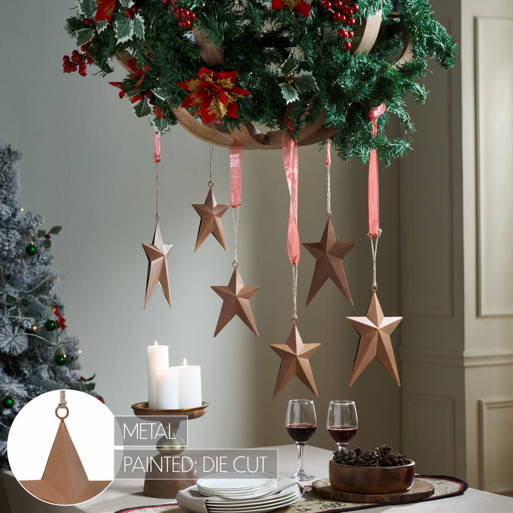 Set of 2 Rusty Metal Star Decorations