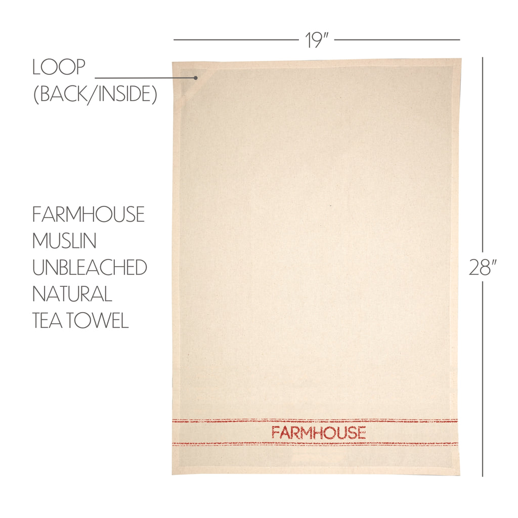 Sawyer Mill Red Farmhouse Unbleached Muslin Tea Towel