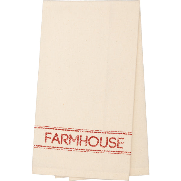 Sawyer Mill Red Farmhouse Unbleached Muslin Tea Towel