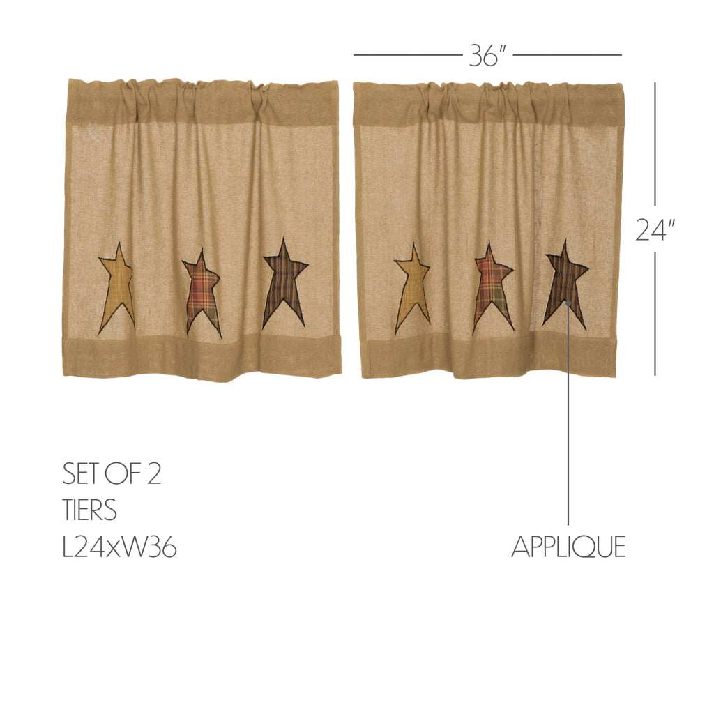 Stratton Burlap Star Appliqué Window Tiers