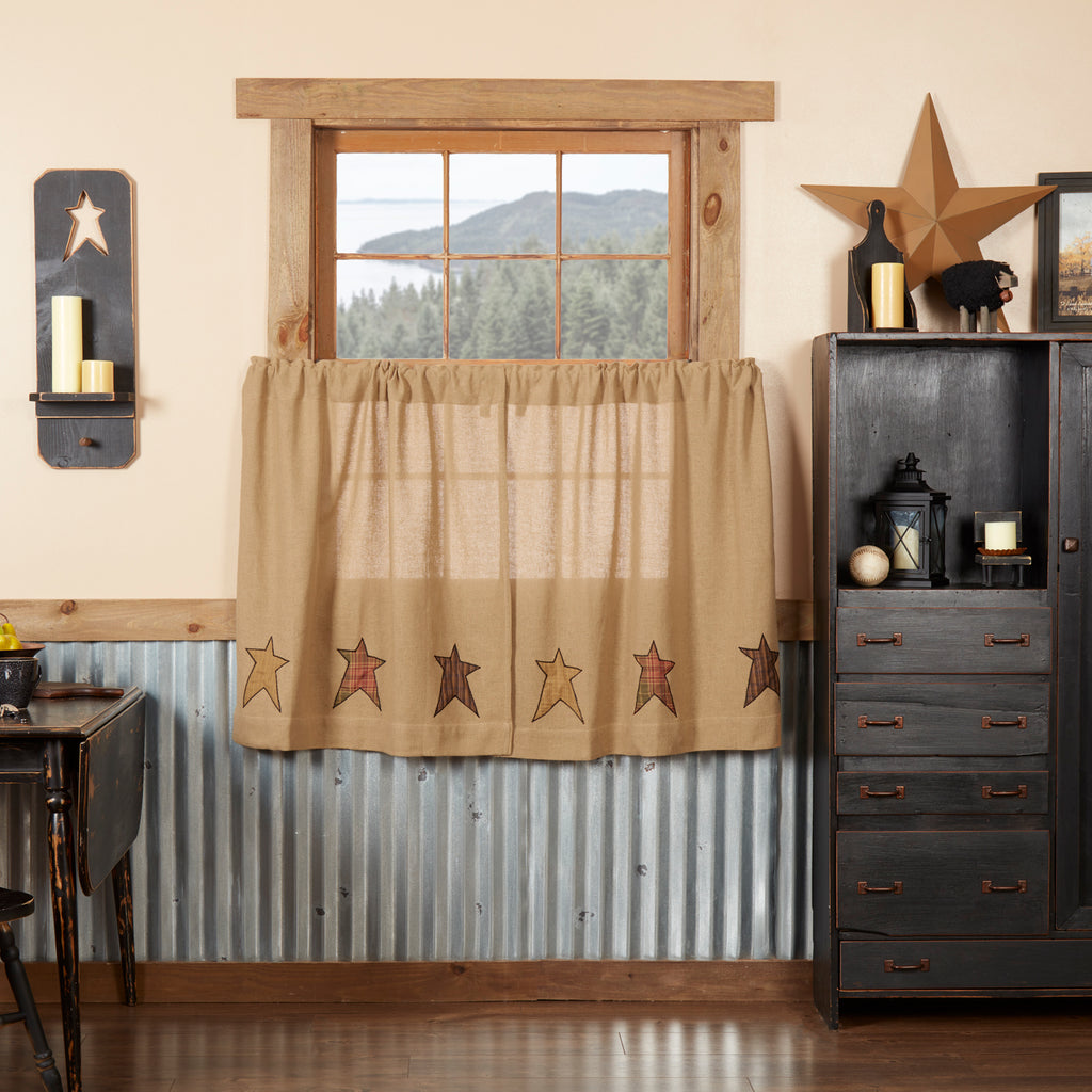 Stratton Burlap Star Appliqué Window Tiers