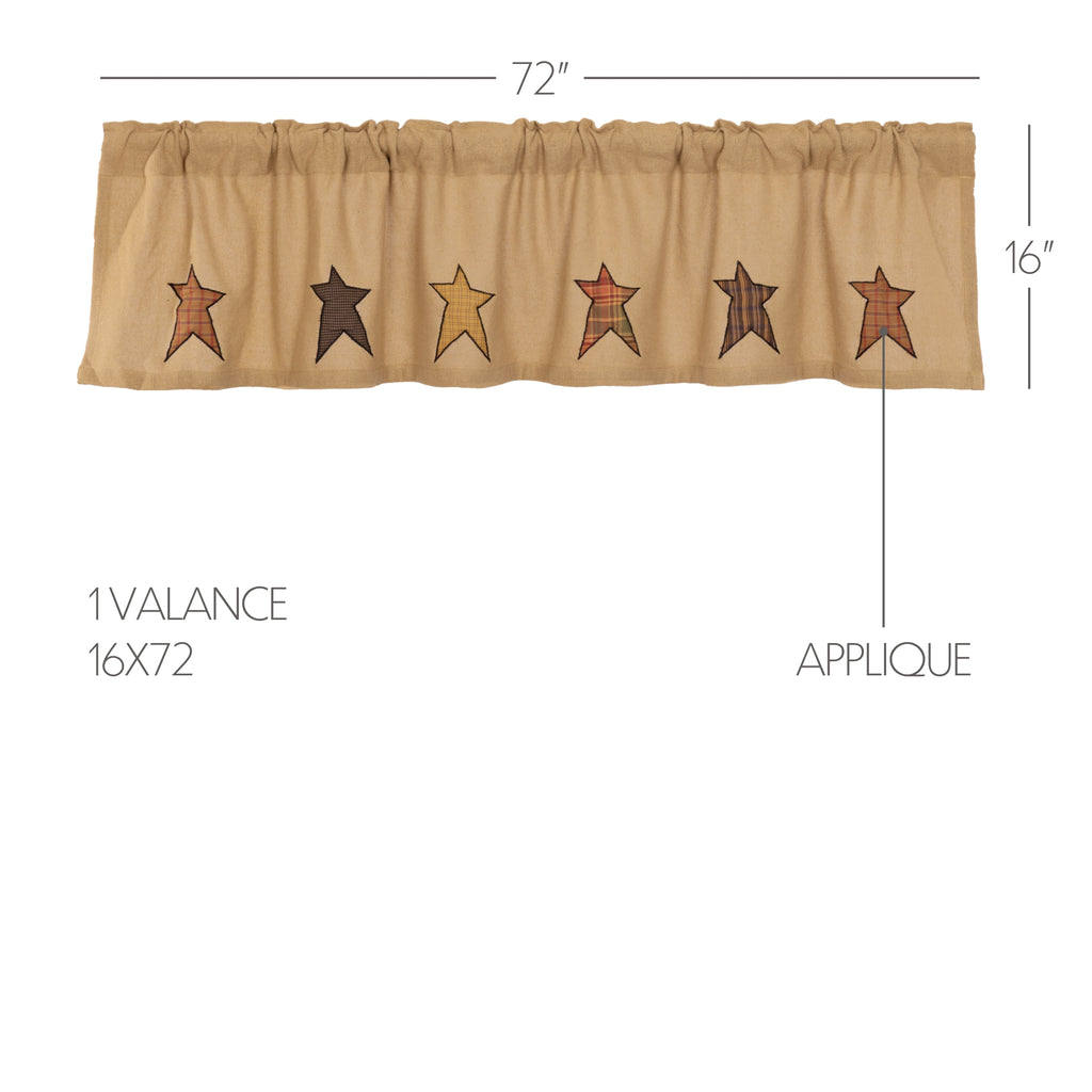 Stratton Burlap Star Appliqué Window Valance