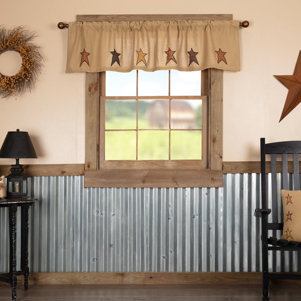 Stratton Burlap Star Appliqué Window Valance