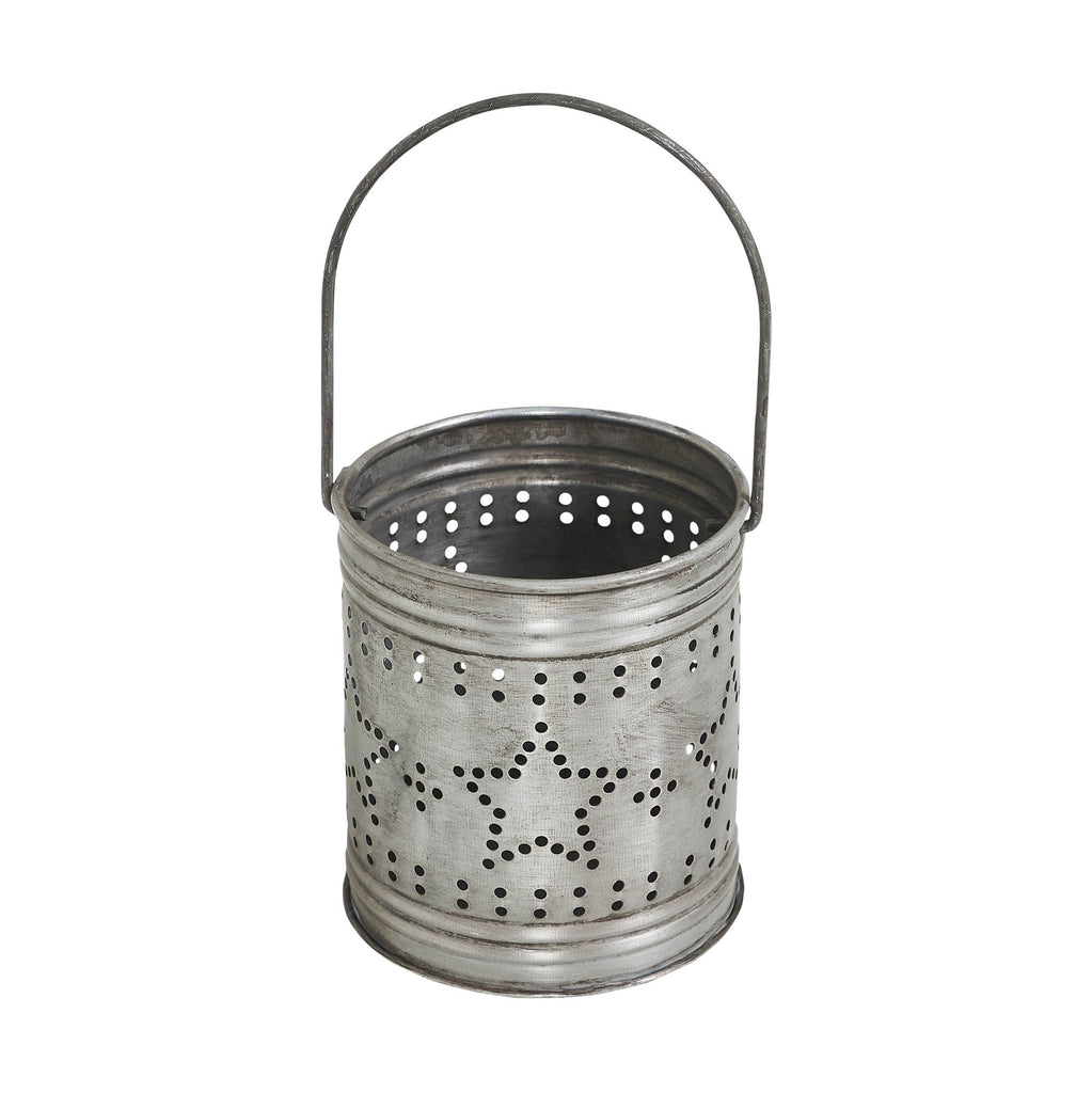 Primitive Punched Star Metal Candle Holder