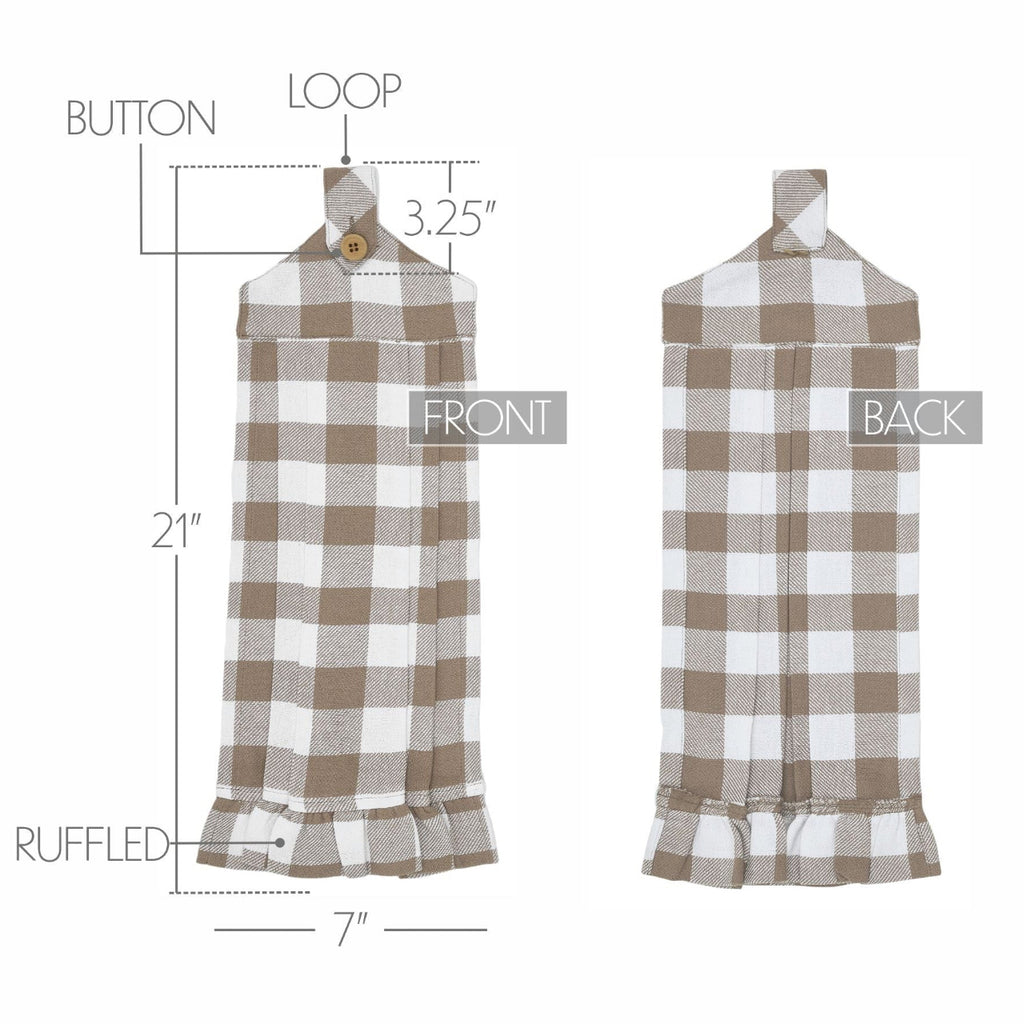 Annie Buffalo Check Portabella Button Loop Towel