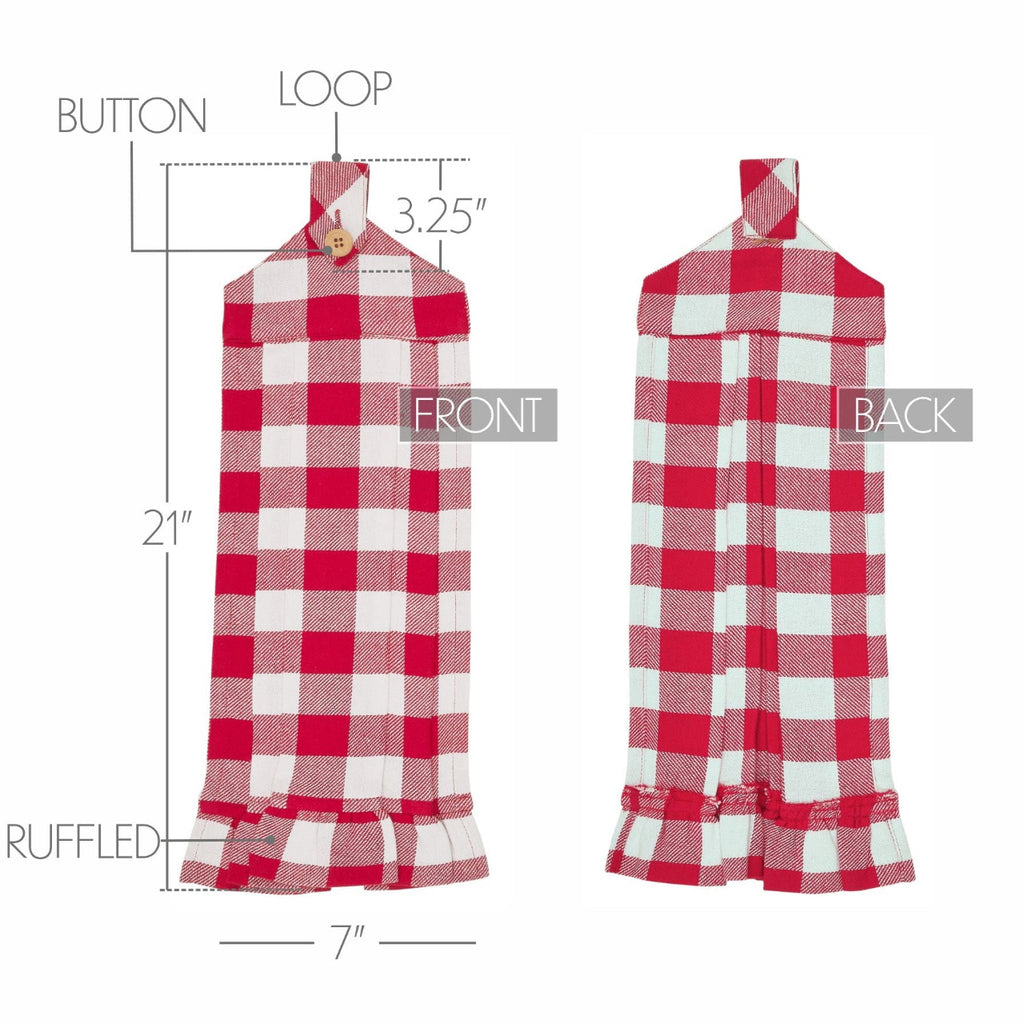 Annie Buffalo Check Red Button Loop Towel