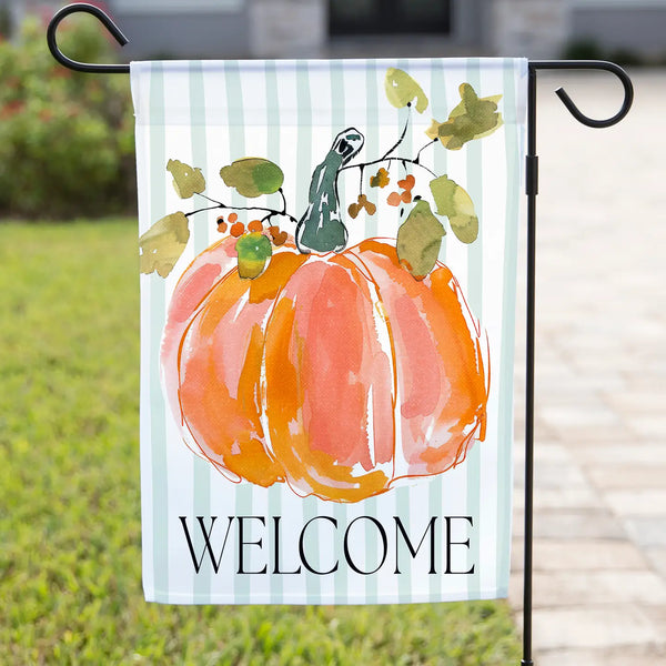 Fall Garden Flag - Watercolor Pumpkin