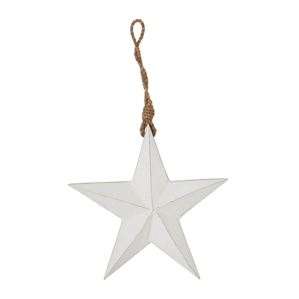 White Hanging Wooden Star Decoration - Olde Glory