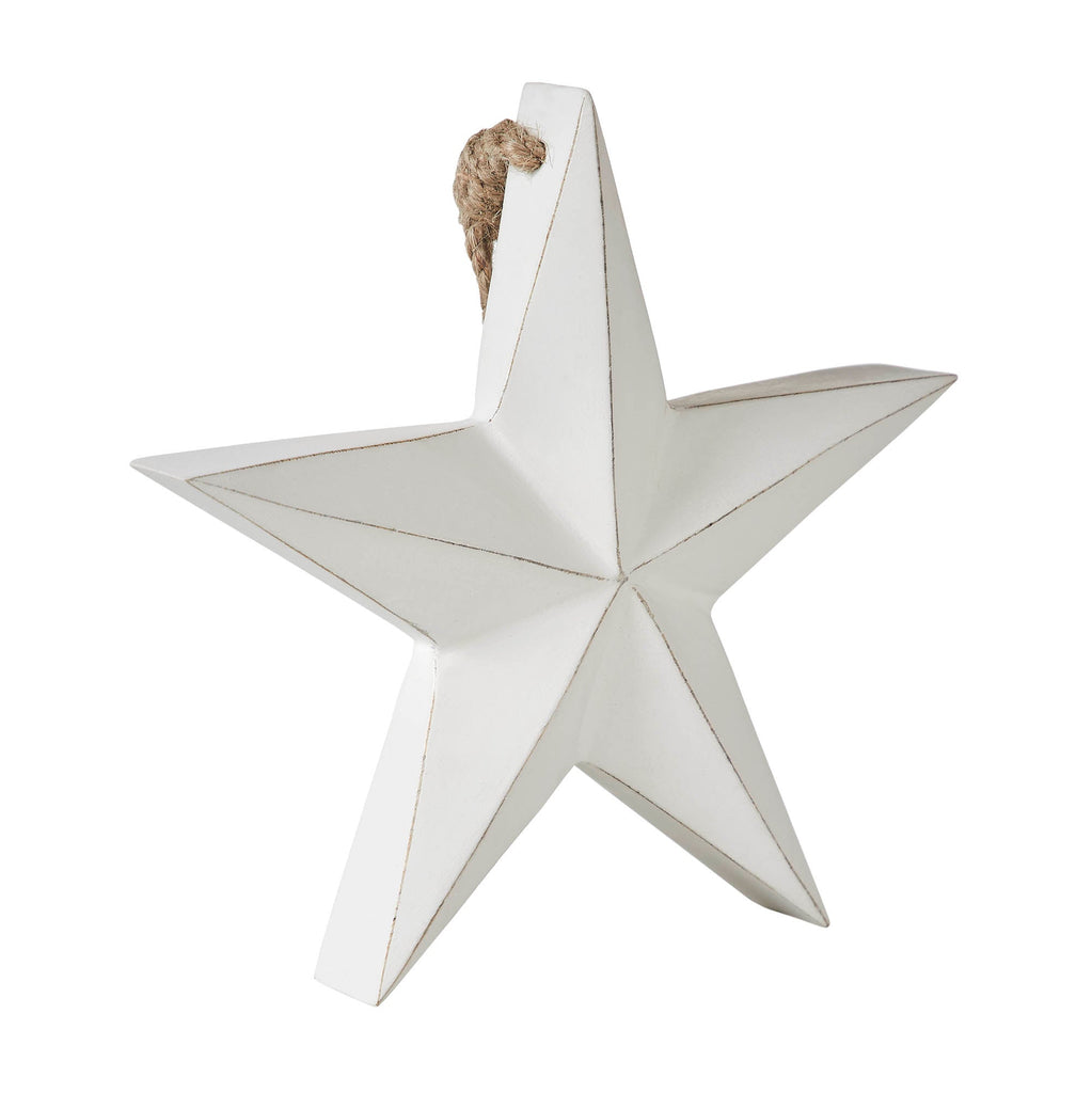 White Hanging Wooden Star Decoration - Olde Glory