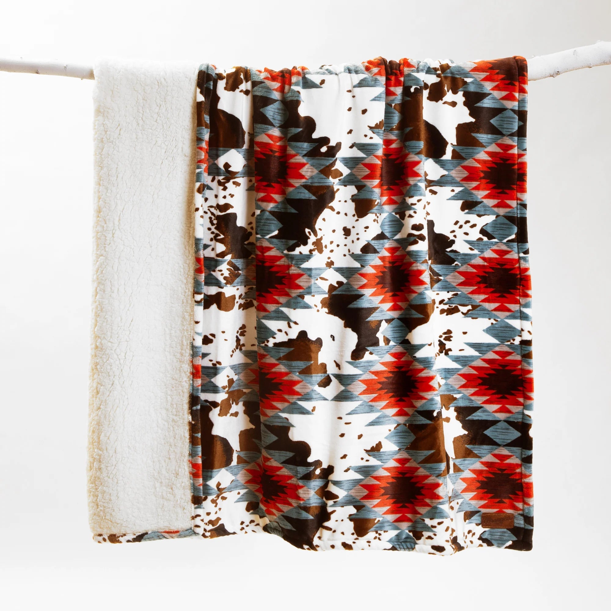 Wrangler Southwest Cowhide Plush Sherpa Throw