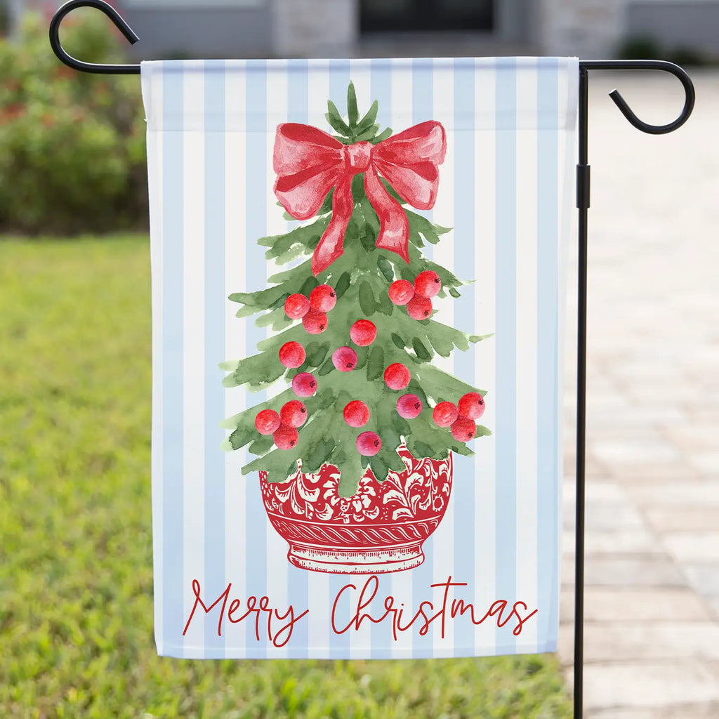 Christmas Garden Flag - Merry Christmas Tree with Berries