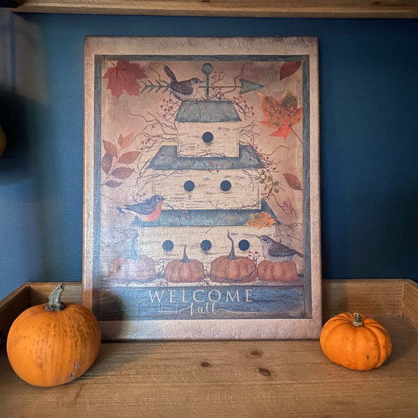 Welcome Fall Birdhouse Canvas Art
