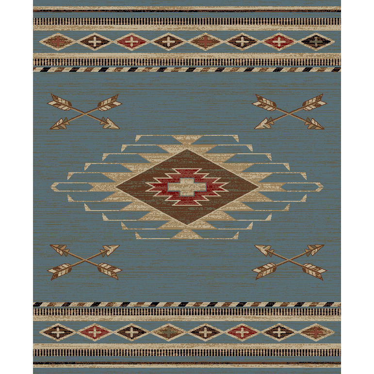 American Southwestern Blue Arrowhead Rug - Olde Glory